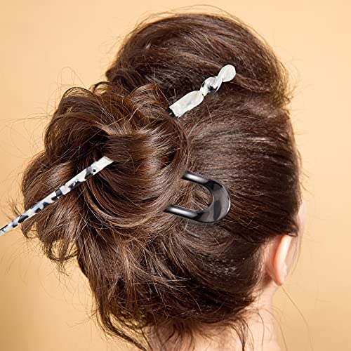 Syhood 6-Piece Tortoise & Leopard Pattern Hairpins Hair Forks for Women