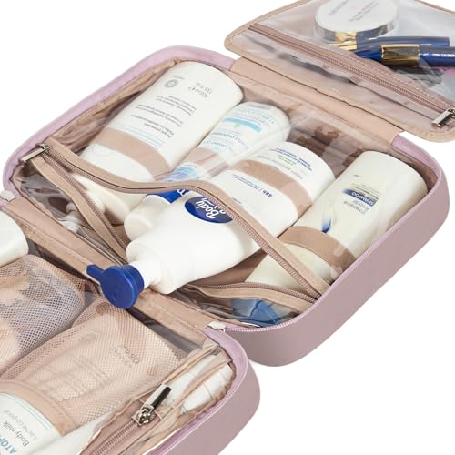 NISHEL Peach-Pink Large Travel Toiletry Bag Hanging Organizer with Pockets