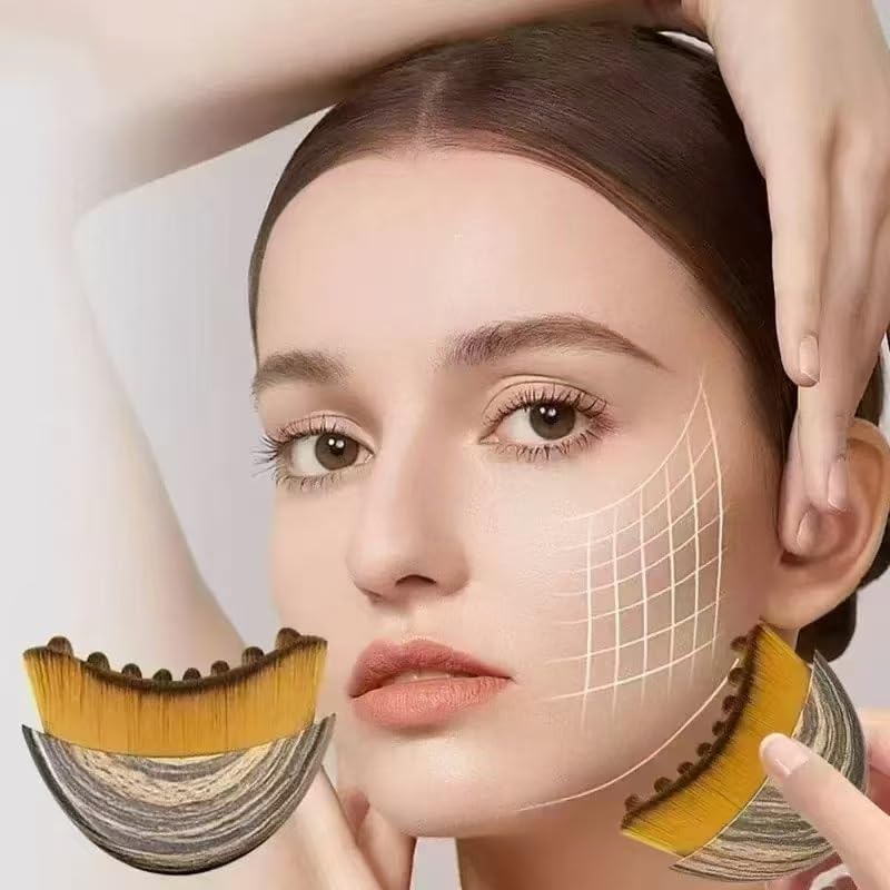 Lymphatic Contour Face Brush & Gua Sha Set - 2-in-1 Manual Facial Tools for Anti-Puffiness & Skin Glow