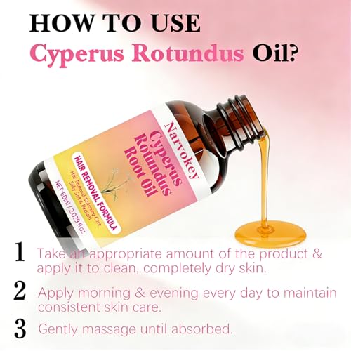 Narvokey Cyperus Rotundus Hair Removal Oil 2pc - Natural Hair Growth Inhibitor & Skin Moisturizer