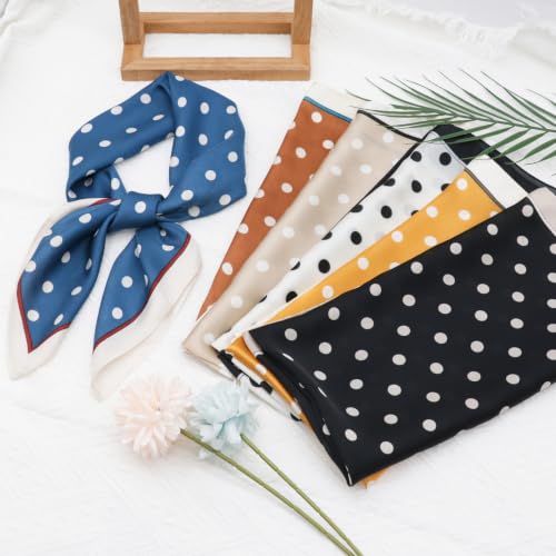 White Polka Dot Bandana Head Scarf for Women - 25.6"