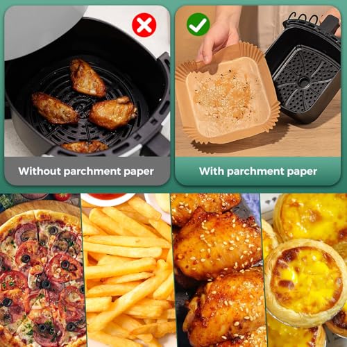 Vailnd 125Pcs Air Fryer Liners - 6.5 Inch Non-Stick Parchment Paper