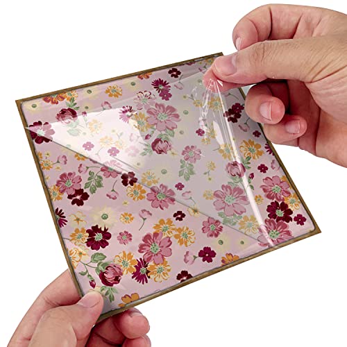 Alwayspon Peel and Stick Vinyl Tile Stickers - 10 Pcs Floral Decals for Kitchen & Bathroom