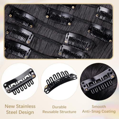 JIAMEISI 6 Inch Natural Black Short Hair Extensions 2Pcs Real Remy Clip-Ins for Volume & DIY Bangs