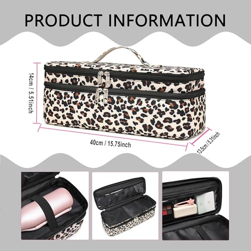 ARLMEGOR Leopard Print Double-Layer Travel Case for Revlon One-Step Hair Dryer
