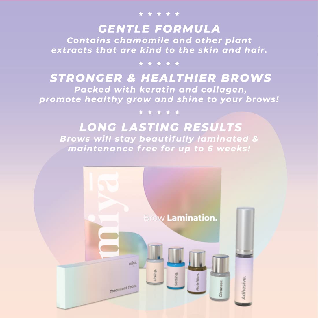 Miya Lash Brow Lamination Kit - Professional DIY Eyebrow Lift with Keratin | Fuller, Thicker Brows for 6 Weeks | Includes Tools & Instructions