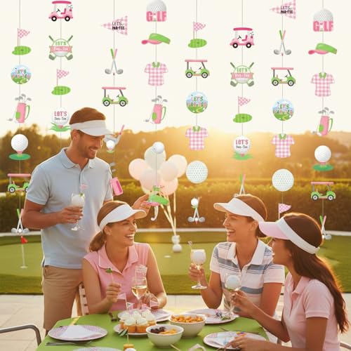 Pink Golf Party Decorations - 6Pcs Hanging Garlands for Girls
