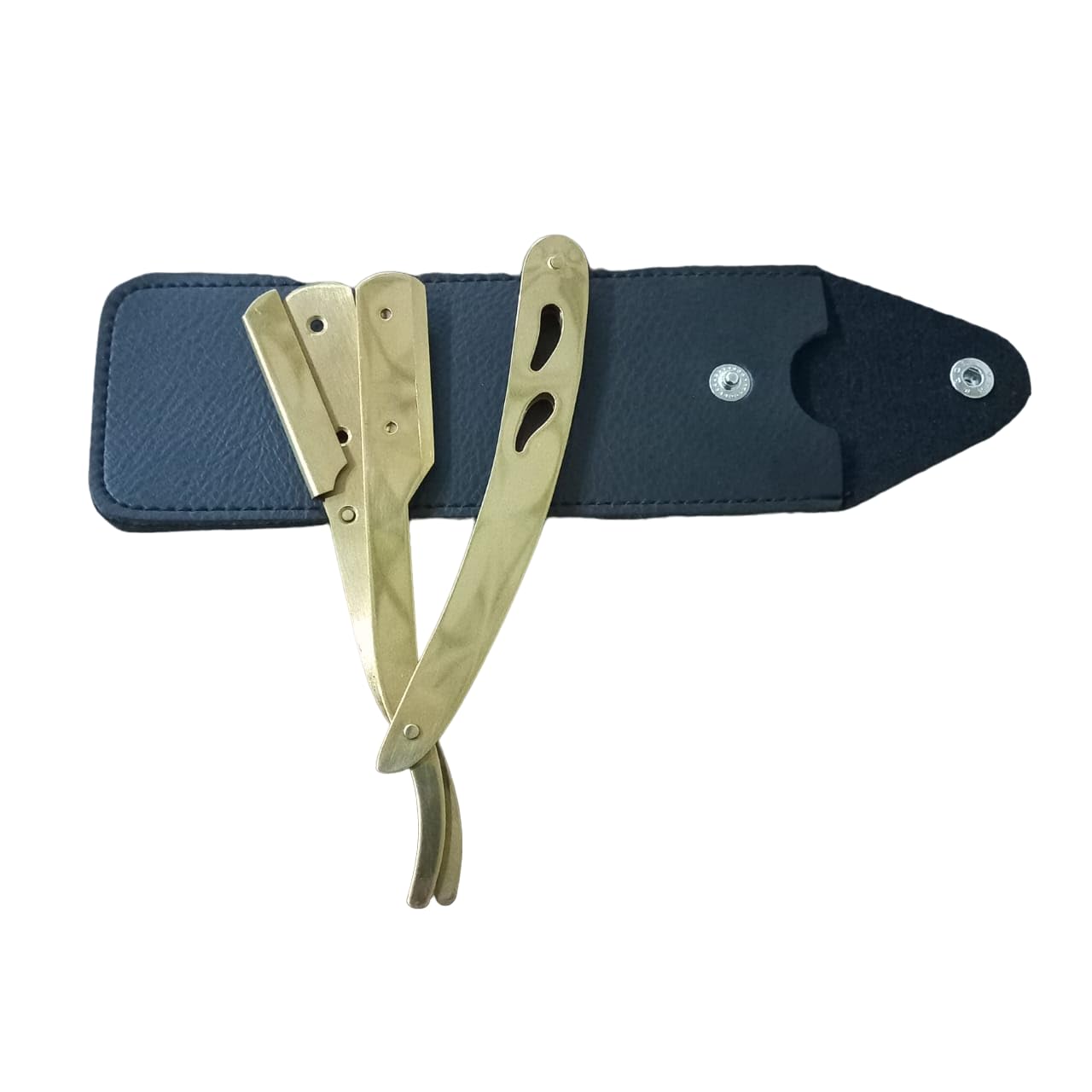 Straight Edge Professional Barber Shaving Razor for Men for Close Shaving With Storage Pouch Golden Colour