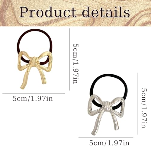 Elegant Bow Hair Ties for Women - Gold & Silver 2 Pack