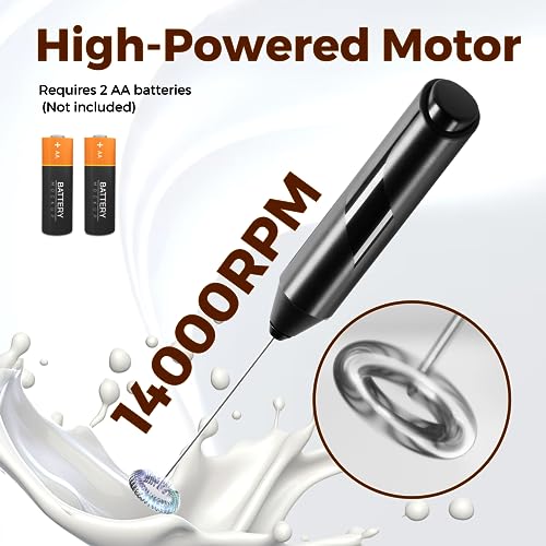 HealSmart Handheld Milk Frother with Stand – Battery Operated Whisk for Lattes, Cappuccinos & Matcha