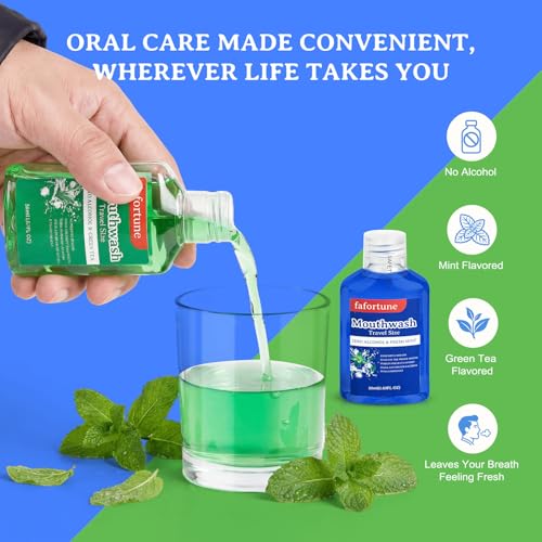 Travel Size Mouthwash Bulk Set - 6 Mini 1.69oz Bottles - Mint & Green Tea