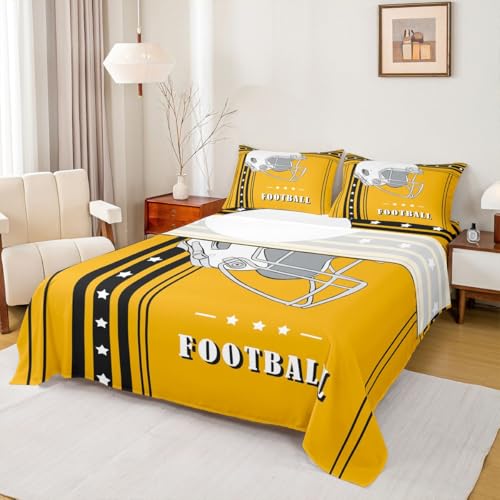 Erosebridal Full Bed Sheet Set - Yellow & Black Striped Stars