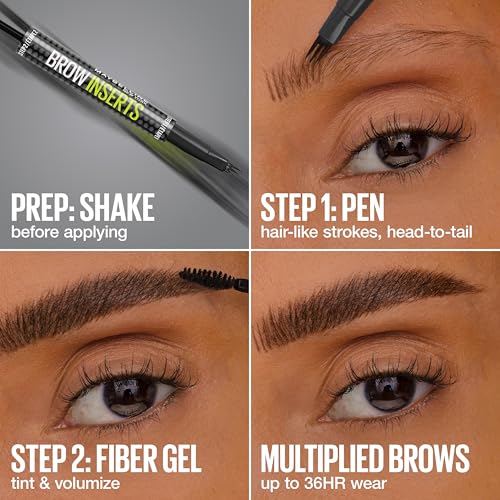 Maybelline Brow Inserts Eyebrow Pen and Gel - Dual-Ended, Water-Resistant, Blonde