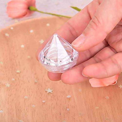 Healthcom 50 Pcs Diamond 5ml Clear Jars - Refillable Cosmetic Sample Jars with Lid (Diamond Shape 1)
