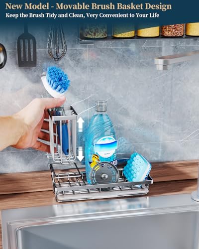 Stainless Steel Kitchen Sink Caddy with Drip Tray - Sponge Holder Organizer