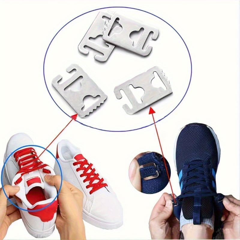 Metal Tieless Shoe Lace Buckles - 10pcs Convenient Flat Laces | Universal Fit for All Shoelace Locks