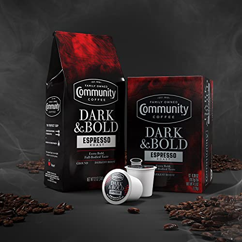Community Coffee Dark & Bold Espresso Roast Pods - 12 Count K-Cup