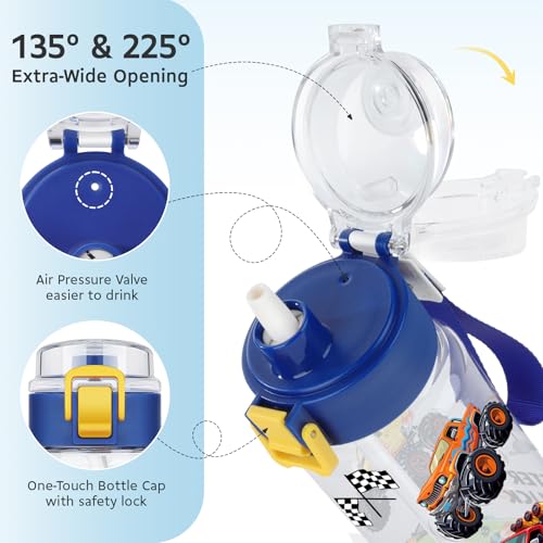 Kids Water Bottle 18.6oz | BPA-Free Tritan with Handle & Straw