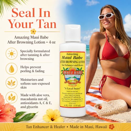 Maui Babe After Browning Lotion - Tan Enhancer & Moisturizer, 4 Fl Oz