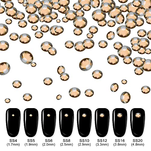 Molisaka Champagne Gold Nail Rhinestones Set 21 Grids Multi Shapes & Sizes for Nails