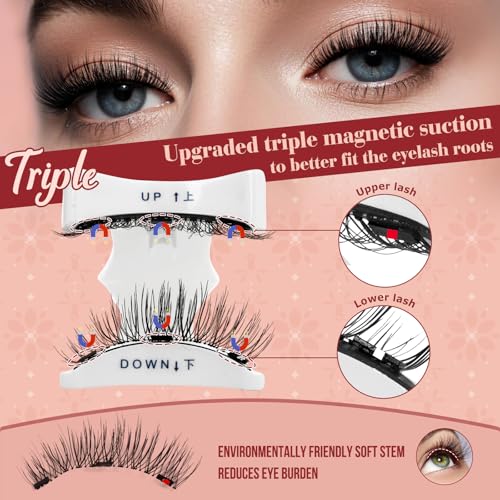 Higu Clace Magnetic Eyelashes 4 Pairs with Applicator Natural Look Wispy No Eyeliner B09