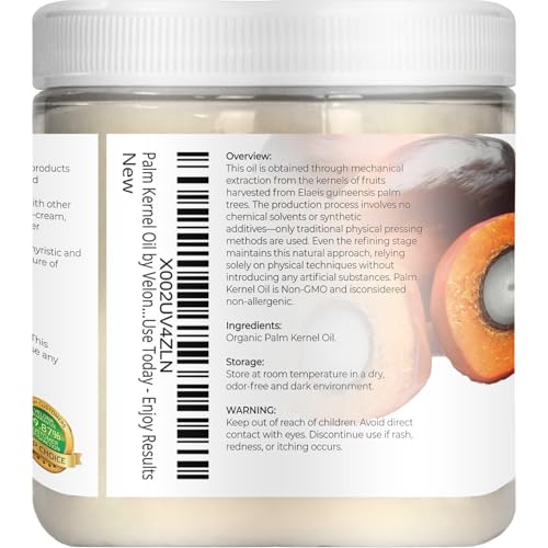 Velona USDA Organic Palm Kernel Oil - 8 fl oz, Cold Pressed, Non-GMO