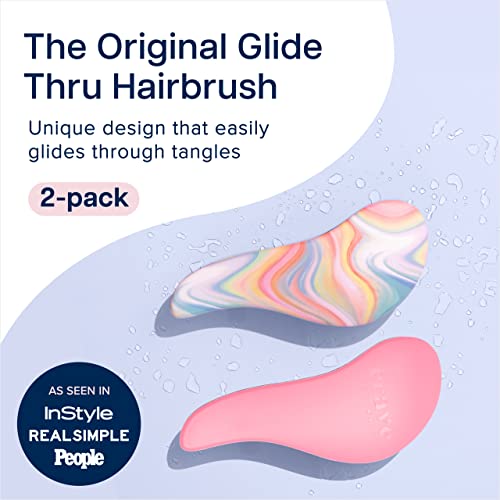 Crave Naturals 2-Pack Detangler Hair Brush for Kids & Adults - Pink & Hazy Swirl