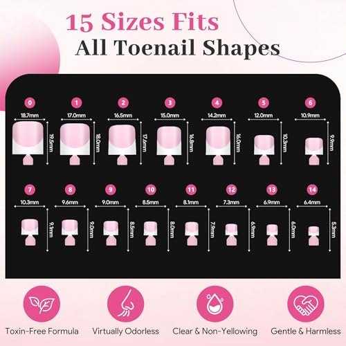 60Pcs Light Pink French Tip Press On Nails & Toenails Set