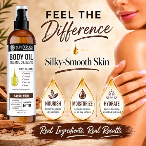 Sandalwood Body Oil for Dry Skin - Ultra Moisturizing 4oz