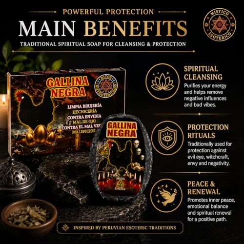 Zoeartcrafts Black Hen Protection Bar Soap 3.2 oz - Spiritual Cleansing & Aura Protection, Peru-Inspired Ritual Soap (Variation: 3.17 oz, Pack of 1)