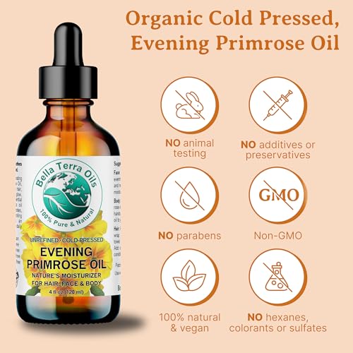 Evening Primrose Oil 4 Fl Oz - Pure Cold-Pressed Beauty Oil