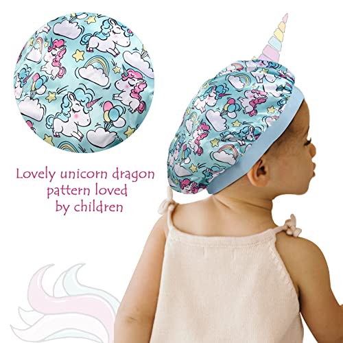 Selalu A01 4 Pcs Silk Satin Kids Bonnet Sleep Cap - Adjustable Unicorn Hair Wraps