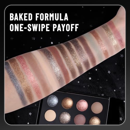UCANBE 16-Shade Baked Eyeshadow Palette – Matte, Satin & Glitter Neutrals