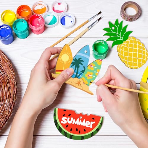 36PCS DIY Wooden Summer Ornaments for Crafting & Decorating