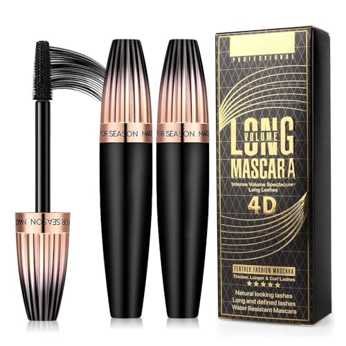 4D Silk Fiber Lash Mascara - Waterproof Volume & Length, 2 Pack