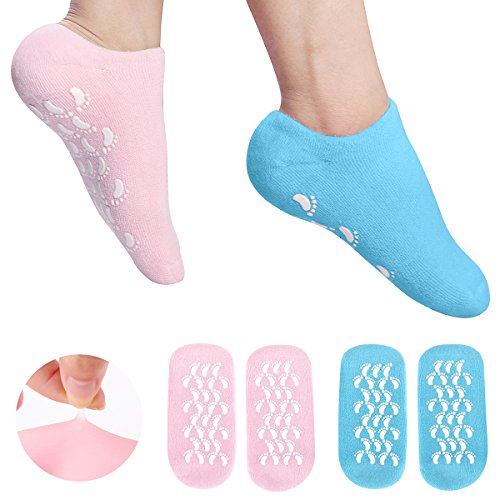 Moisturizing Gel Socks for Foot Care - Blue & Pink, 2 Pairs