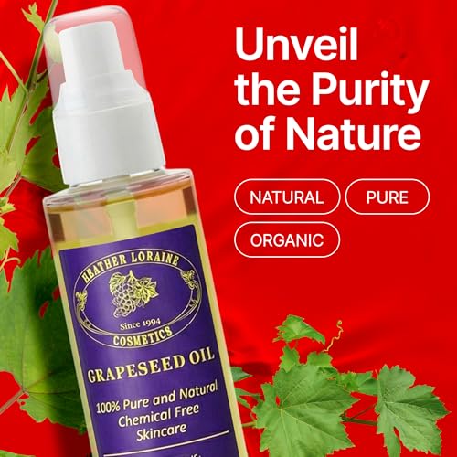 Heather Loraine Fragrance-Free Grapeseed Oil 4 Fl Oz - Pure Skin, Hair & Body Oil