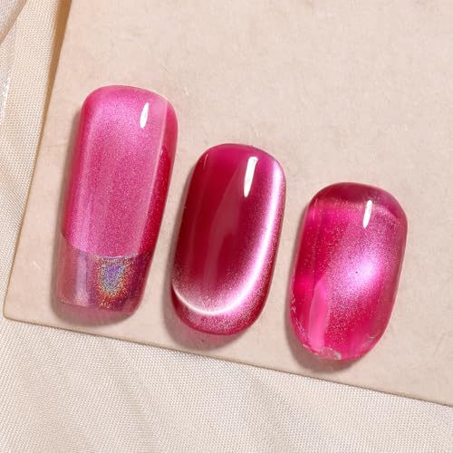 Fcozpjk Cat Eye Gel Nail Polish Set - 2PCS Cherry Red & Hot Pink