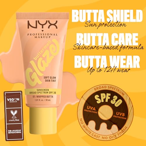 NYX Buttermelt Glaze Soft Glow Skin Tint SPF 30 - 1.01 Fl Oz, 01 Whipped Butta