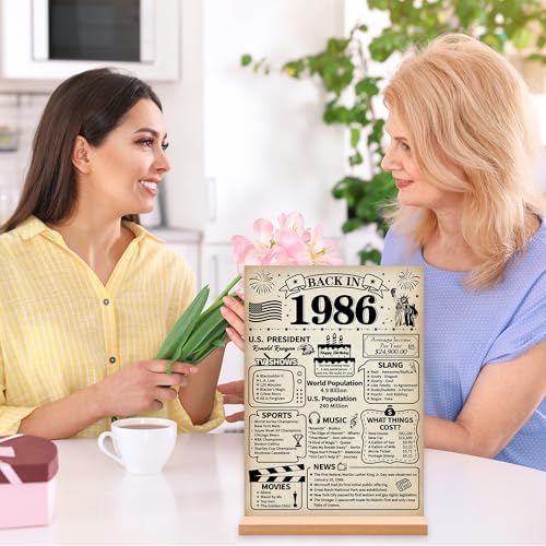 40th Birthday Decorations - Retro 1986 Acrylic Centerpiece with Stand