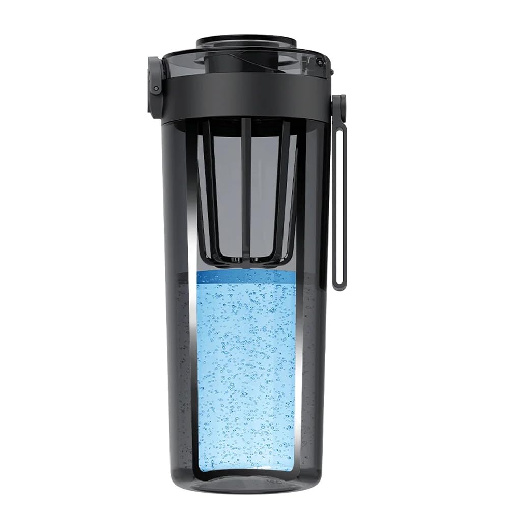 Xiaomi Tritan Water Bottle 600ml, BPA-Free Portable Cup with Tea Strainer & Leak-Proof Lock, One-Hand Operation, for Travel/Sports (Dark Grey)