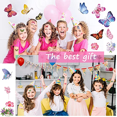 100 Pcs Colorful Waterproof Butterfly Temporary Tattoos for Kids