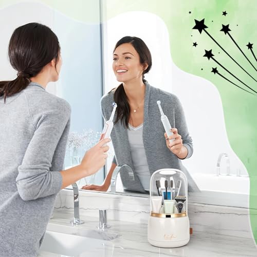 360° Rotating 7-Slot Toothbrush Holder with Cover for Bathrooms