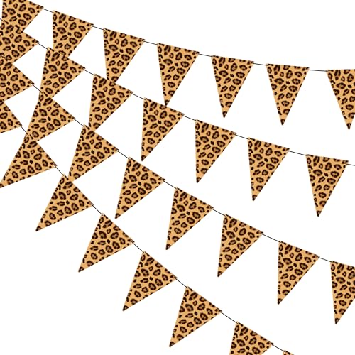 Cheetah Print Pennant Banners - 3PCS Leopard Party Decorations