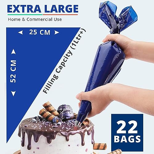 21 Inch Disposable Piping Bags - 50 Pack Blue Cake Decorating Tool