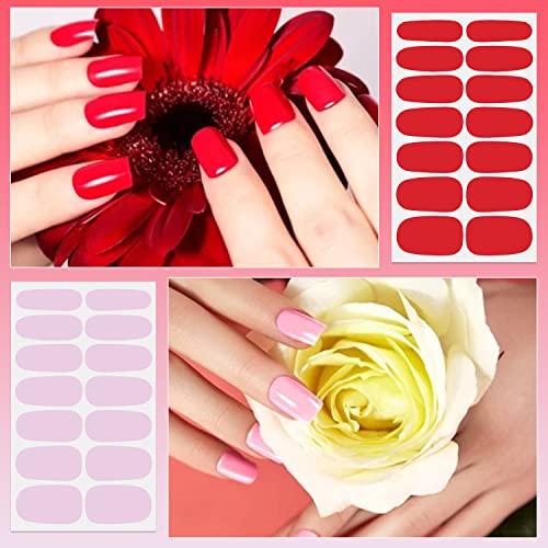DANNEASY Glitter & Solid Color Nail Wraps - 24 Sheets Self-Adhesive Nail Art Stickers for Manicure, Includes File & Cuticle Stick (Variation 01)