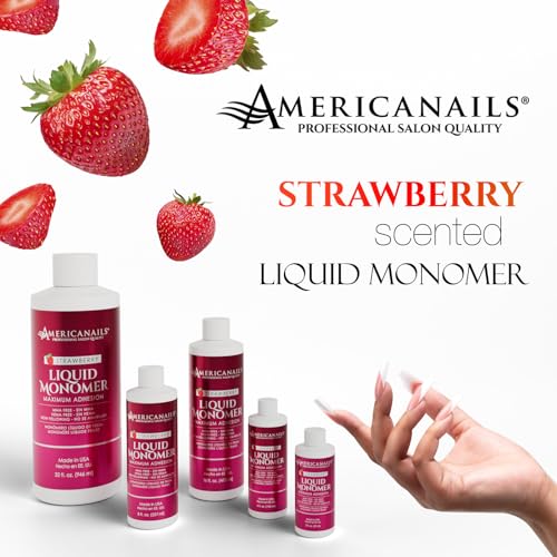 Acrylic Nail Monomer Liquid - Strawberry Scented, 8oz - Maximum Adhesion