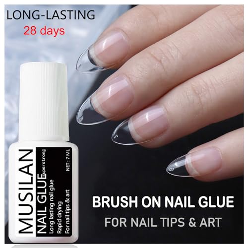 MUSILAN Super Strong Nail Glue - 2 Pack, 7ml Brush-On Adhesive