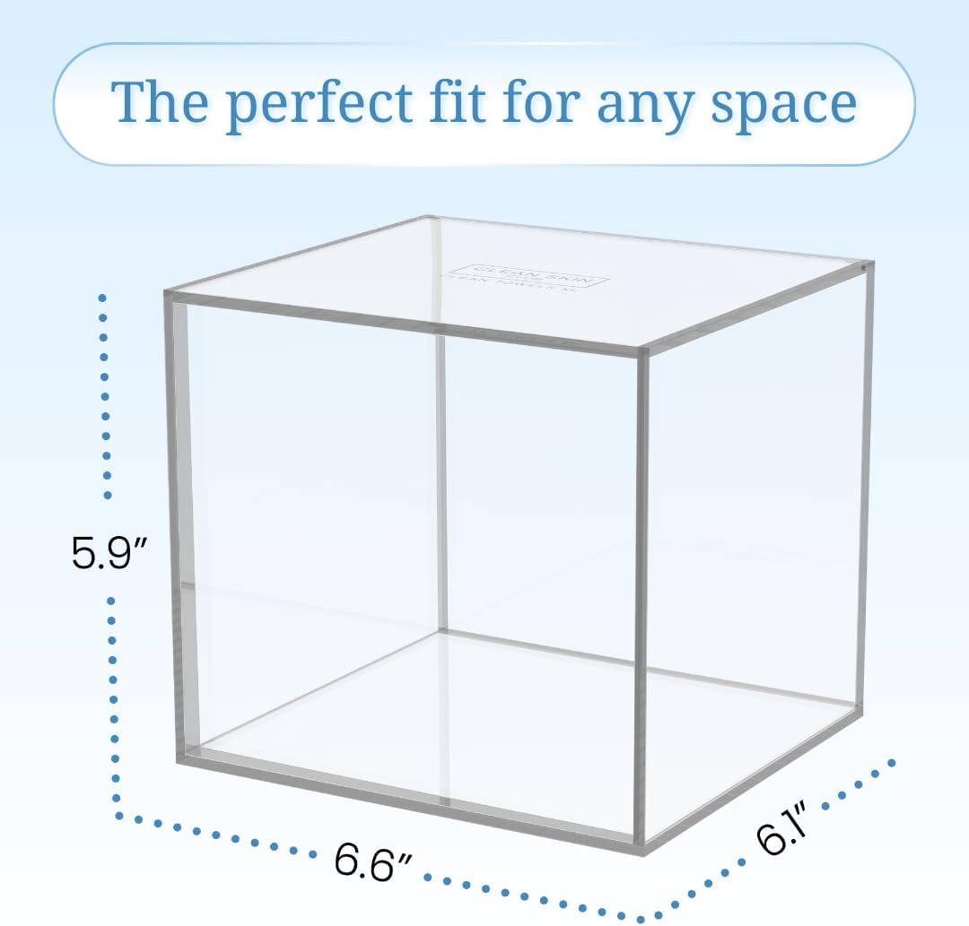 Clear Acrylic Box for Clean Towels - XL Storage Container for 50 Disposable Face Towelettes | Bathroom Counter Organizer