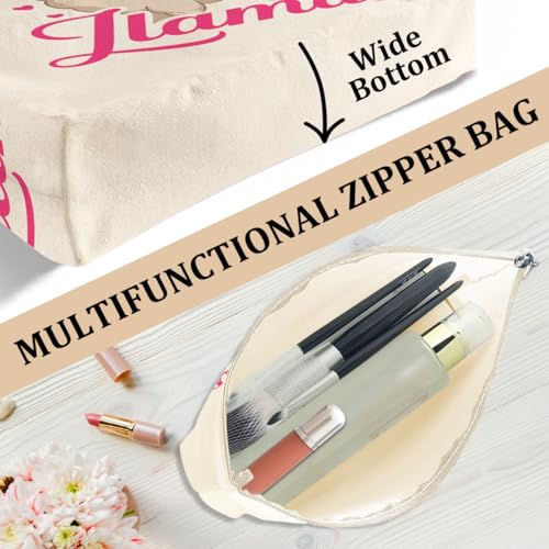 Cute Llamas Canvas Tote Bag with Makeup Bag for Women | jeilink